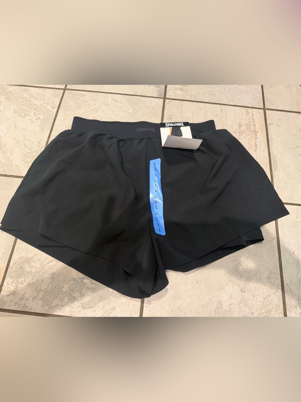 Spalding Black Shorts with Blue Accent
